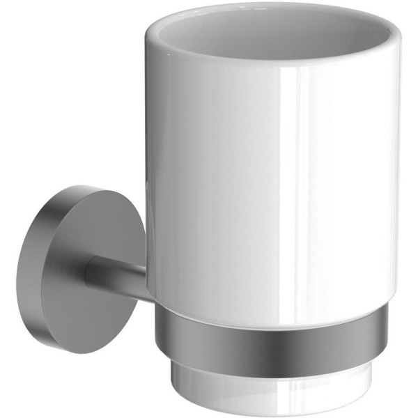 AQ4604BGM БЕТТА стакан с держателем, оружейная сталь (шлиф. черный хром). Фото 1