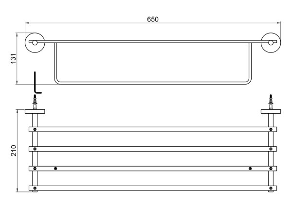AQ4615BGM БЕТТА полка для полотенец, оружейная сталь (шлиф. черный хром). Фото 2
