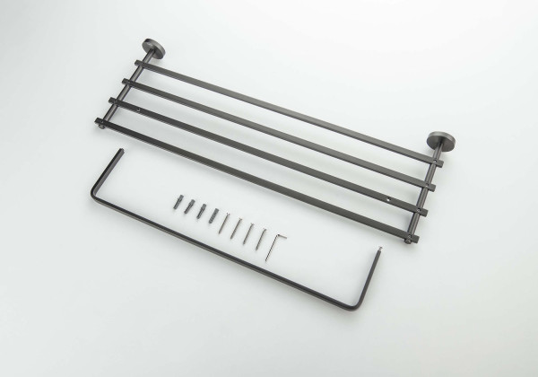 AQ4615BGM БЕТТА полка для полотенец, оружейная сталь (шлиф. черный хром). Фото 4