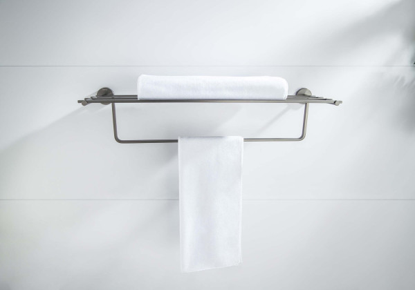 AQ4615BGM БЕТТА полка для полотенец, оружейная сталь (шлиф. черный хром). Фото 5