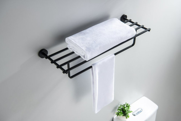 AQ4615MB БЕТТА полка для полотенец, матовый черный. Фото 4