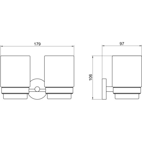 AQ4617BGM БЕТТА стакан с держателем двойной, оружейная сталь (шлиф. черный хром). Фото 2