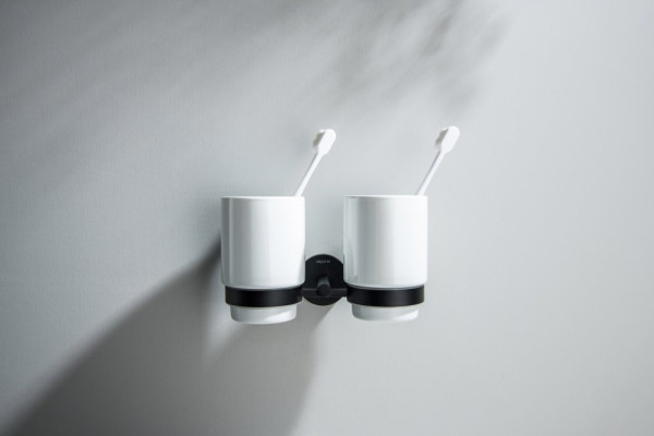 AQ4617MB БЕТТА стакан с держателем двойной, матовый черный. Фото 4