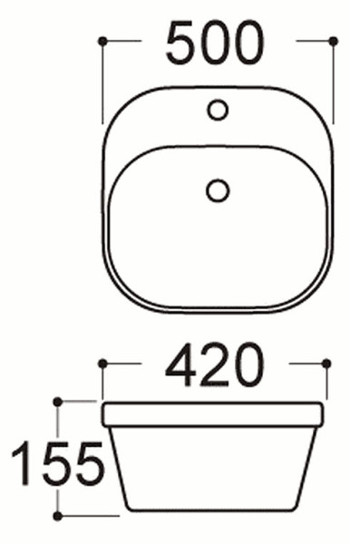 AQ5042-00 АМАДЕО раковина накладная 500*420*150. Фото 2