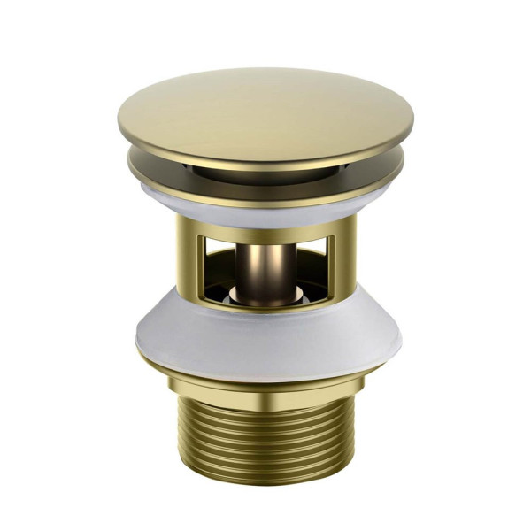 AQ6002BG сливной набор для раковины Push-open с переливом, крышка круглая, шлиф. золото. Фото 1