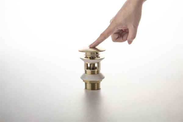 AQ6002BG сливной набор для раковины Push-open с переливом, крышка круглая, шлиф. золото. Фото 3