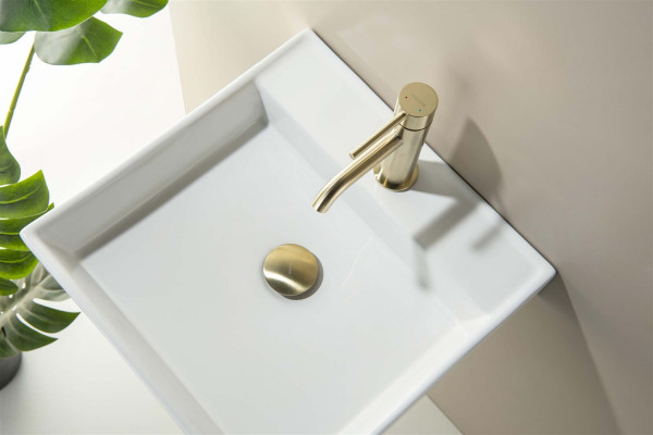 AQ6002BG сливной набор для раковины Push-open с переливом, крышка круглая, шлиф. золото. Фото 4