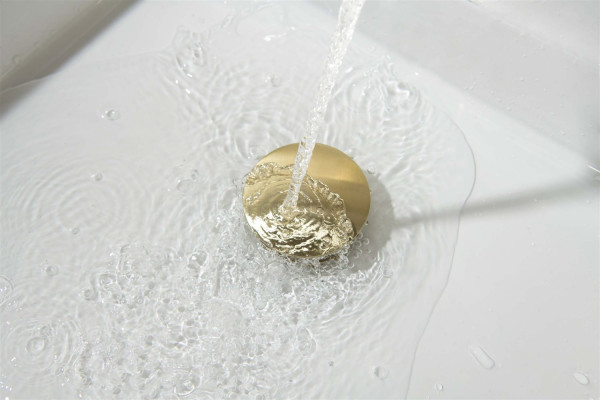 AQ6002BG сливной набор для раковины Push-open с переливом, крышка круглая, шлиф. золото. Фото 5