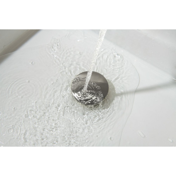 AQ6002BGM сливной набор для раковины Push-open с переливом, крышка круглая, оружейная сталь (шлиф. черный хром). Фото 4