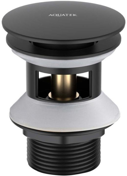 AQ6002MB сливной набор для раковины Push-open с переливом, крышка круглая, матовый черный. Фото 1