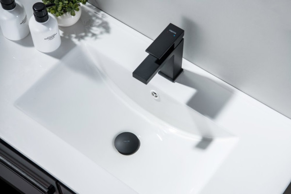 AQ6002MB сливной набор для раковины Push-open с переливом, крышка круглая, матовый черный. Фото 6