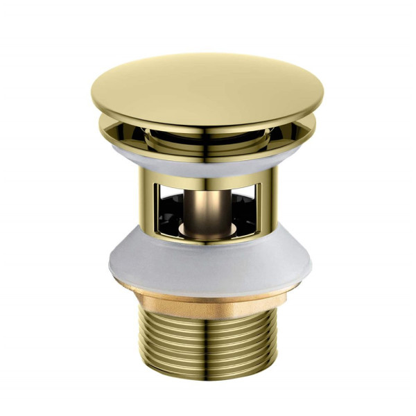 AQ6002PG сливной набор для раковины Push-open с переливом, крышка круглая, полир. золото. Фото 1