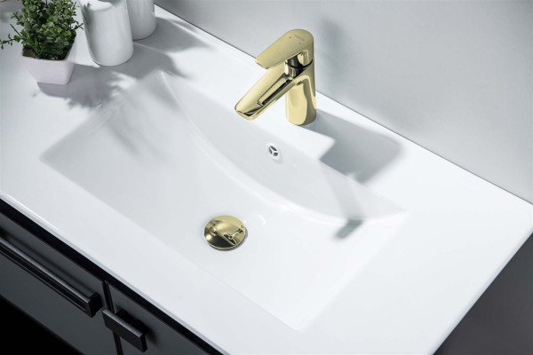 AQ6002PG сливной набор для раковины Push-open с переливом, крышка круглая, полир. золото. Фото 2