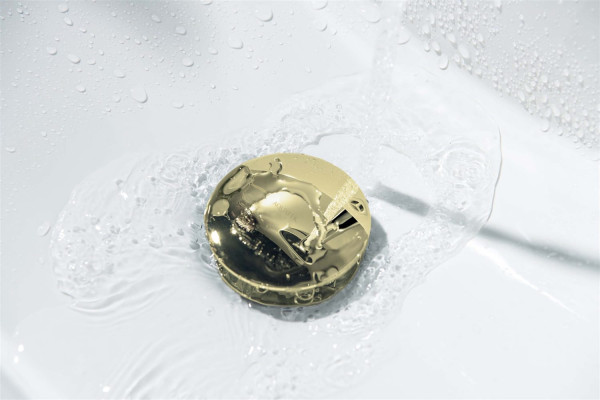 AQ6002PG сливной набор для раковины Push-open с переливом, крышка круглая, полир. золото. Фото 3