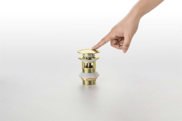 AQ6002PG сливной набор для раковины Push-open с переливом, крышка круглая, полир. золото. Фото 4