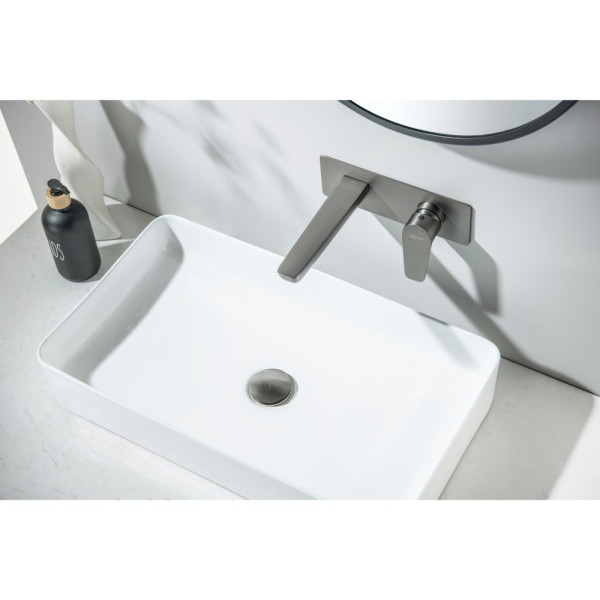 AQ6003BGM сливной набор для раковины Push-open без перелива, оружейная сталь (шлиф. черный хром). Фото 4