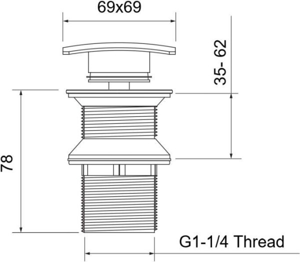 AQ6004CR сливной набор для раковины Push-open с переливом, крышка квадратная. Фото 5