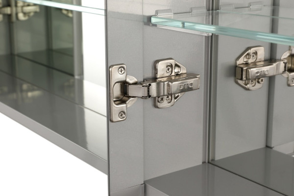 AQ7104-MLC Алюминиевый зеркальный шкаф с подсветкой 1000*700*133,крепеж.Две зерк. дверцы 49,85см, две стекл.полк, круговая подсветка, антизапотевание. Фото 8