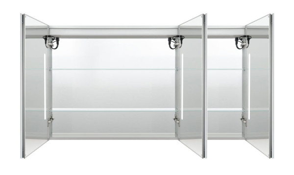 AQ7129-MLC Алюминиевый зеркальный шкаф с подсветкой 1200*700*133,крепеж. Три зерк.дверцы шириной 39,8см,антизапотевание, акриловая подсветка. Фото 2