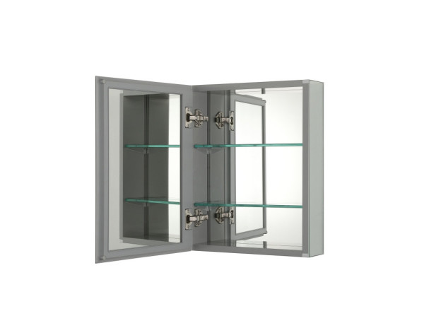 AQ7508-MC Алюминиевый зеркальный шкаф без подсветки 508*660*134, крепеж.Одна зеркальная дверца,две стекл.полки,установка с левым или правым поворотом. Фото 5