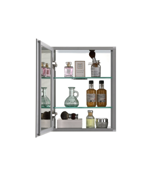 AQ7508-MC Алюминиевый зеркальный шкаф без подсветки 508*660*134, крепеж.Одна зеркальная дверца,две стекл.полки,установка с левым или правым поворотом. Фото 6