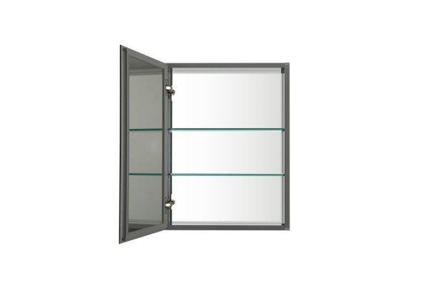 AQ7508-MC Алюминиевый зеркальный шкаф без подсветки 508*660*134, крепеж.Одна зеркальная дверца,две стекл.полки,установка с левым или правым поворотом. Фото 7