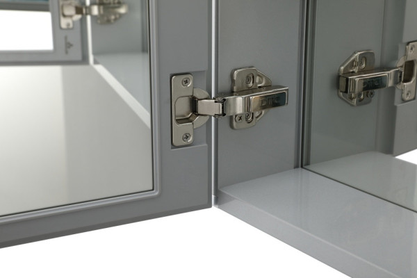 AQ7508-MC Алюминиевый зеркальный шкаф без подсветки 508*660*134, крепеж.Одна зеркальная дверца,две стекл.полки,установка с левым или правым поворотом. Фото 10