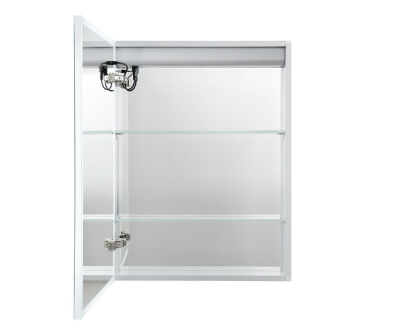 AQ7603B-MLC Алюминиевый зеркальный шкаф с подсветкой 600*800*133,крепеж.Одна зерк.дверца,антизапотевание,акрил. подсветка, петли BLUM. Фото 2