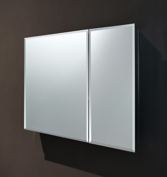 AQ7608-MC Алюминиевый зеркальный шкаф без подсветки 636*660*134, крепеж. Две зеркальные дверцы шириной 38 и 25,5 см. Две стекл.полки 6мм. Фото 11