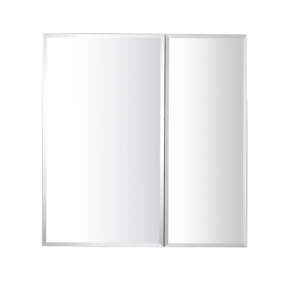 AQ7608-MC Алюминиевый зеркальный шкаф без подсветки 636*660*134, крепеж. Две зеркальные дверцы шириной 38 и 25,5 см. Две стекл.полки 6мм. Фото 9