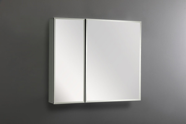 AQ7608-MC Алюминиевый зеркальный шкаф без подсветки 636*660*134, крепеж. Две зеркальные дверцы шириной 38 и 25,5 см. Две стекл.полки 6мм. Фото 10