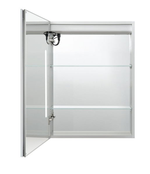 AQ7609-MLC Алюминиевый зеркальный шкаф с подсветкой 600*800*133,крепеж. Одна зеркальная дверца, антизапотевание, акриловая подсветка. Фото 2