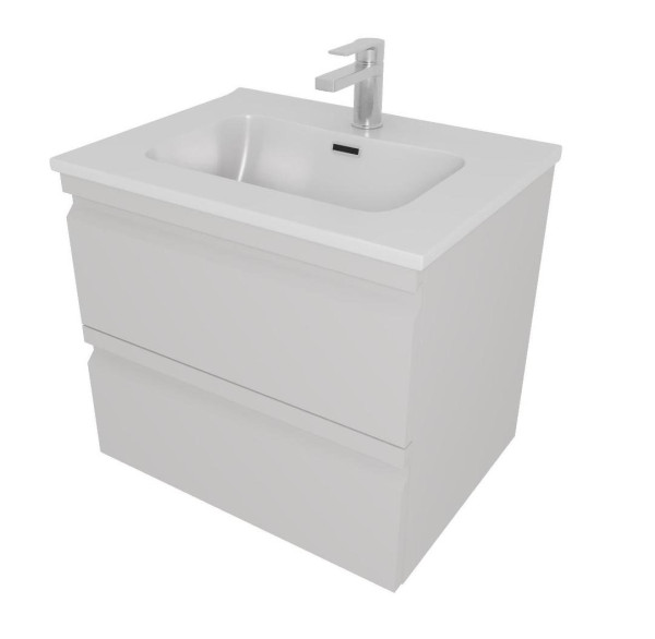 AQ77060-LG Комплект мебели: Тумба 60см ВЕГА с раковиной AQ0460-00, 2 ящика, цвет серый туман. Фото 1