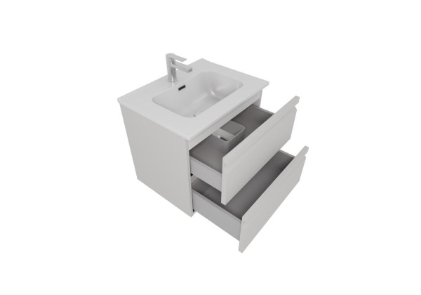 AQ77060-LG Комплект мебели: Тумба 60см ВЕГА с раковиной AQ0460-00, 2 ящика, цвет серый туман. Фото 8