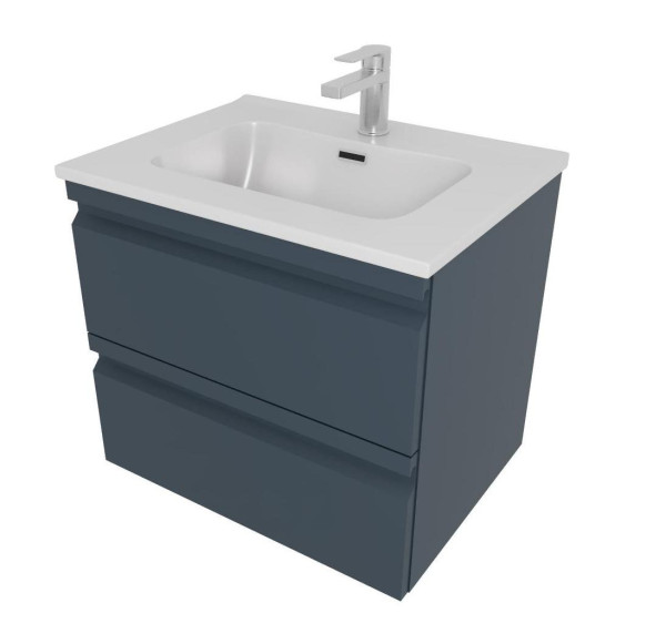 AQ77060-MG Комплект мебели: Тумба 60см ВЕГА с раковиной AQ0460-00, 2 ящика, цвет серый мат. Фото 1