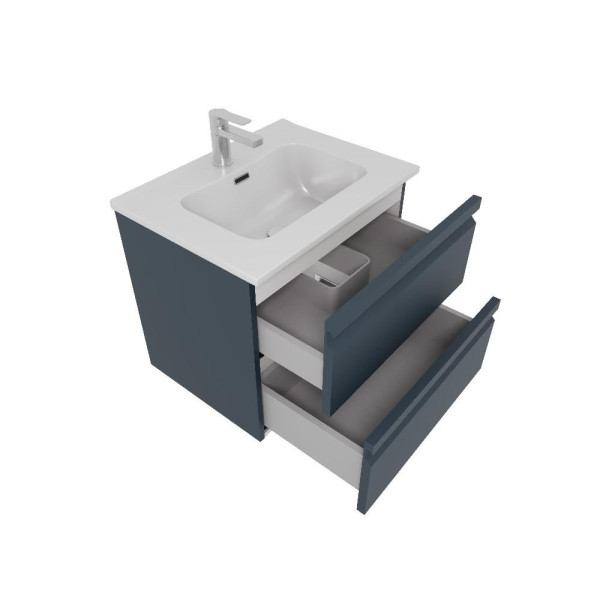 AQ77060-MG Комплект мебели: Тумба 60см ВЕГА с раковиной AQ0460-00, 2 ящика, цвет серый мат. Фото 2