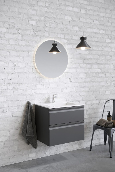 AQ77060-MG Комплект мебели: Тумба 60см ВЕГА с раковиной AQ0460-00, 2 ящика, цвет серый мат. Фото 5