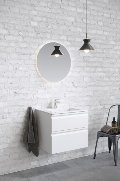 AQ77060-MW Комплект мебели:Тумба 60 см ВЕГА с раковиной AQ0460-00, 2 ящика,цвет белый мат. Фото 9