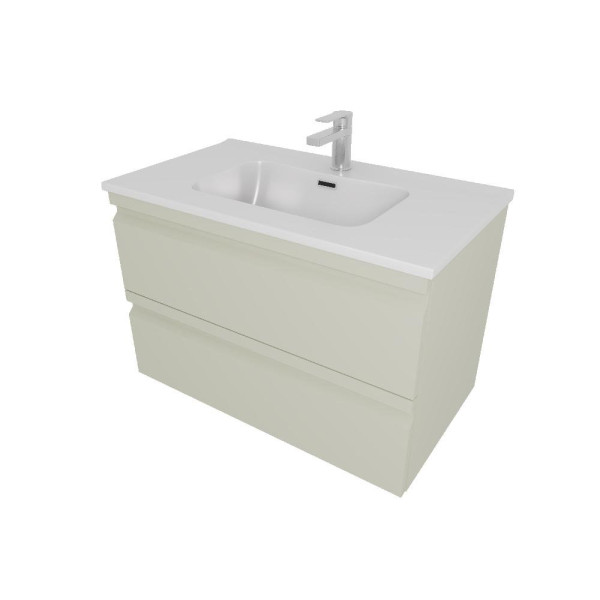 AQ77080-GS Комплект мебели: Тумба 80см ВЕГА с раковиной AQ0480-00, 2 ящика, цвет шалфей зеленый. Фото 1