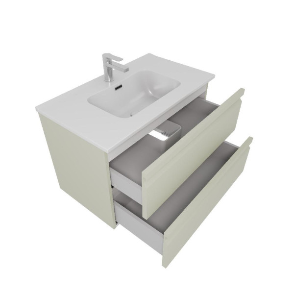 AQ77080-GS Комплект мебели: Тумба 80см ВЕГА с раковиной AQ0480-00, 2 ящика, цвет шалфей зеленый. Фото 2