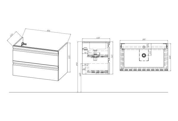 AQ77080-LC Комплект мебели:Тумба 80см ВЕГА с раковиной AQ0480-00, 2 ящика, цвет капучино светлый. Фото 8