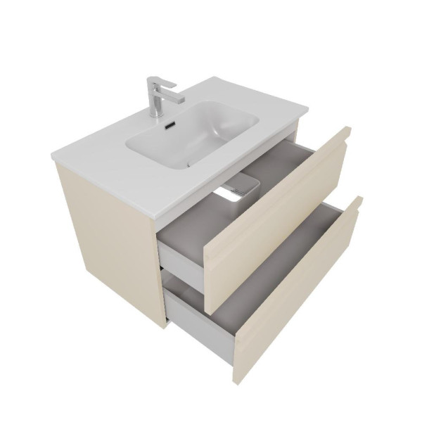 AQ77080-LC Комплект мебели:Тумба 80см ВЕГА с раковиной AQ0480-00, 2 ящика, цвет капучино светлый. Фото 9