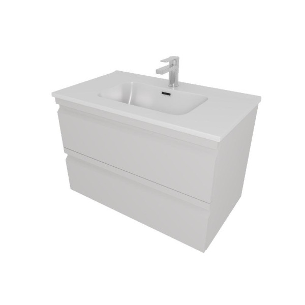 AQ77080-LG Комплект мебели: Тумба 80см ВЕГА с раковиной AQ0480-00, 2 ящика, цвет серый туман. Фото 1