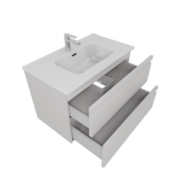 AQ77080-LG Комплект мебели: Тумба 80см ВЕГА с раковиной AQ0480-00, 2 ящика, цвет серый туман. Фото 2