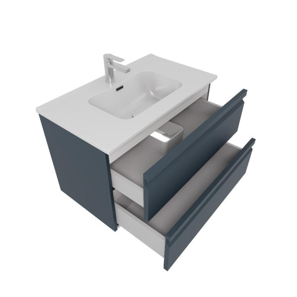 AQ77080-MG Комплект мебели: Тумба 80см ВЕГА с раковиной AQ0480-00, 2 ящика, цвет серый мат. Фото 2