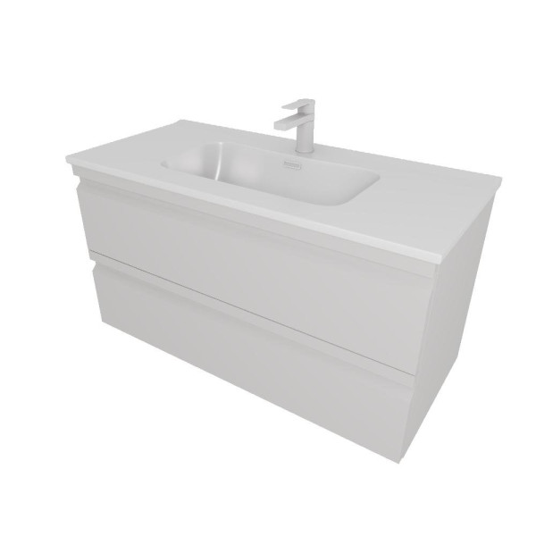 AQ77100-LG Комплект мебели: Тумба 100см ВЕГА с раковиной AQ4100-00, 2 ящика, цвет серый туман. Фото 1