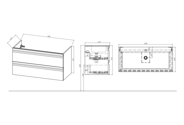 AQ77100-LG Комплект мебели: Тумба 100см ВЕГА с раковиной AQ4100-00, 2 ящика, цвет серый туман. Фото 10