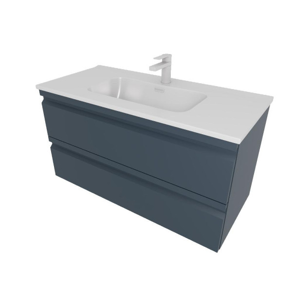AQ77100-MG Комплект мебели: Тумба 100см ВЕГА с раковиной AQ4100-00, 2 ящика, цвет серый мат. Фото 1
