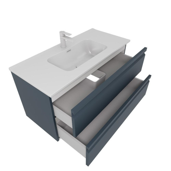 AQ77100-MG Комплект мебели: Тумба 100см ВЕГА с раковиной AQ4100-00, 2 ящика, цвет серый мат. Фото 2