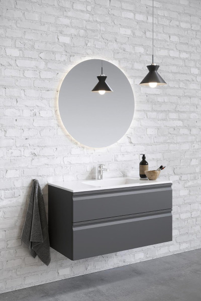 AQ77100-MG Комплект мебели: Тумба 100см ВЕГА с раковиной AQ4100-00, 2 ящика, цвет серый мат. Фото 4